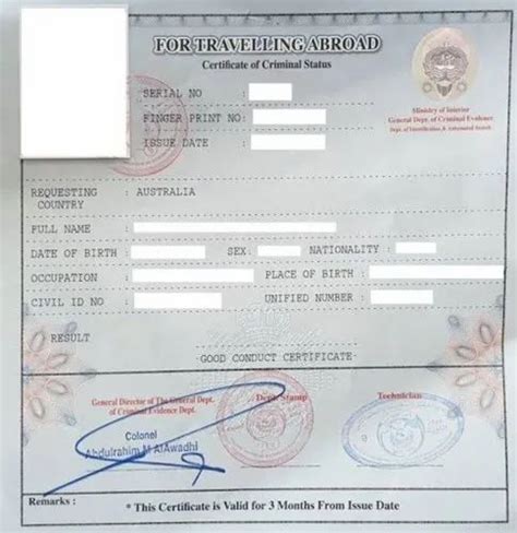 police clearance certificate kuwait for canada